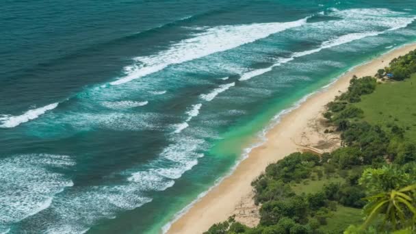 Liikkuvat Aallot Yksinäinen Nunggalan Rantaviivaa Uluwatu Bali Indonesia — kuvapankkivideo