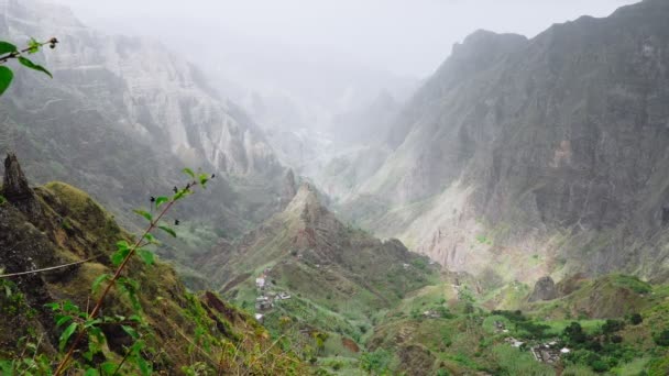 Ohromující Panorama Horského Hřebene Zelené Údolí Ostrově Santo Antao Cape — Stock video