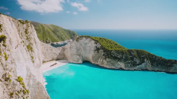 Timelapse Célèbre Plage Navagio Zakynthos Grèce Eau Mer Turquoise Roulé — Video