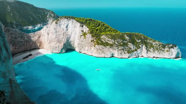 Timelapse Van Wereld Beroemde Navagio Strand Zakynthos Griekenland Turquoise Zee — Stockvideo