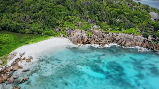 Video Seychelles Playa Tropical Idílica Más Hermosa Anse Marron Isla — Vídeos de Stock