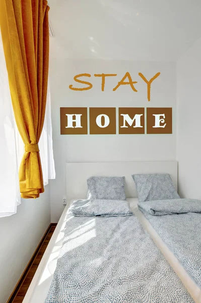 Verblijf Home Coronavirus Kamer Interieur — Stockfoto