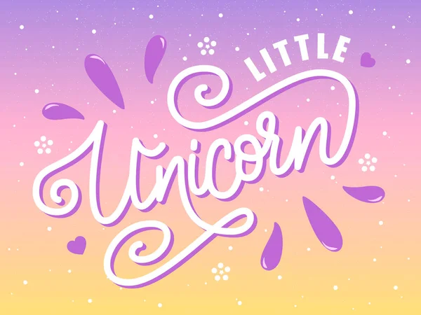 Vektorová Ilustrace Citátu Little Unicorn Malá Ruka Jednorožce Kreslila Typografii — Stockový vektor