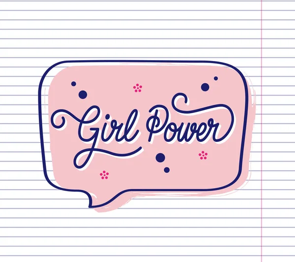 Girl Power Ruka Nakreslil Slogan Uvnitř Hlasové Bubliny Vektorová Ilustrace — Stockový vektor