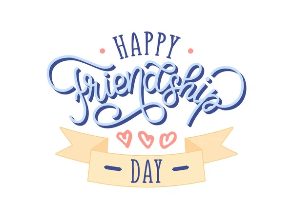 Šťastný Den Přátelství Cituji Ručně Kreslený Vektorový Logotyp Písmem Typografie — Stockový vektor