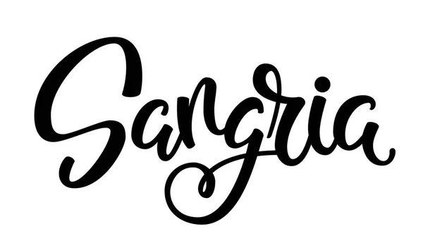 Logo Vectoriel Manuscrit Sangria Illustration Avec Typographie Pinceau Isolé Sur — Image vectorielle