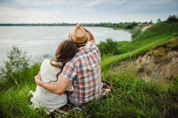 História Amor Belo Jovem Mulher Casal Amoroso Homem Mulher Abraçando — Fotografia de Stock