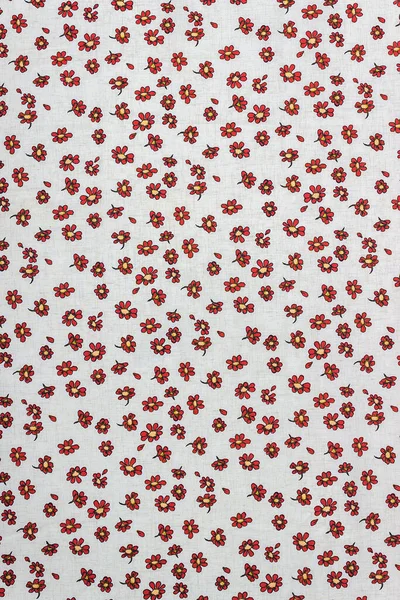 Bela Textura Calico Com Flores Vermelhas Bordadas Fundo Simples Calmo — Fotografia de Stock