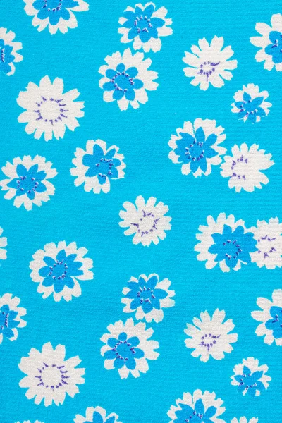 Hermosa Textura Calico Con Flores Bordadas Azules Blancas Sobre Fondo —  Fotos de Stock