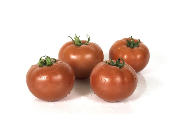 Groupe Tomates Rouges Fraîches Isolées Sur Fond Blanc — Photo