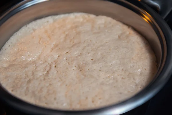 Raw Yeast Dough Stainless Steel Bowl — Φωτογραφία Αρχείου