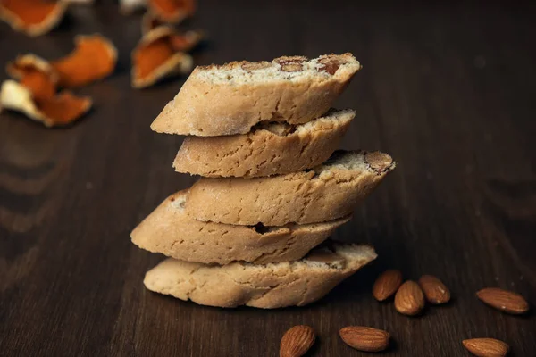 Homemade Italian Cookies Cantuccini Almond Seeds Tangerine Zest — стокове фото
