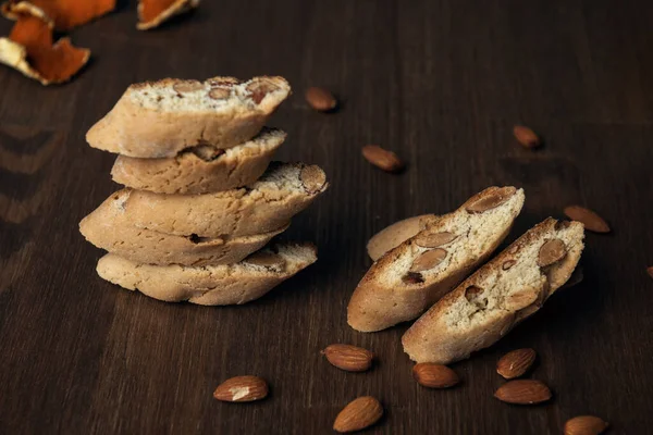 Homemade Italian Cookies Cantuccini Almond Seeds Tangerine Zest — стокове фото