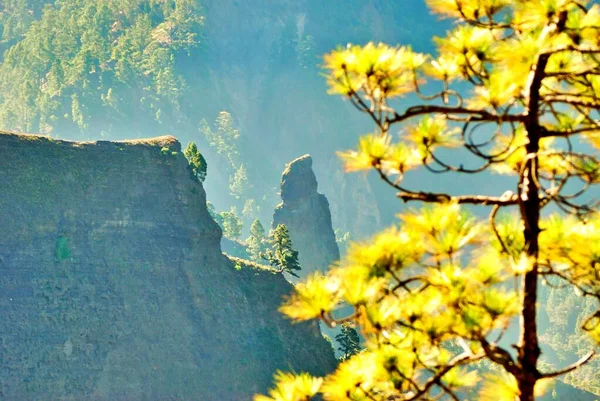 Caldera de Taburiente, La Palma Doğal Parkı. Roque Idafe, eski ada sakinleri için kutsaldır (Benahoritas)