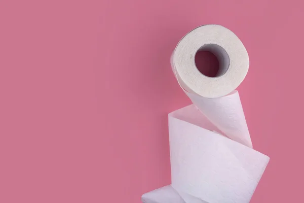 Rouleau Papier Toilette Blanc Sur Fond Rose Pénurie Papier Toilette — Photo