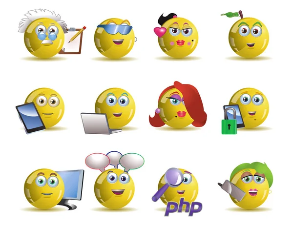 çeşitli sosyal ağ sarı gülümseme simgesi avatar çizgi film