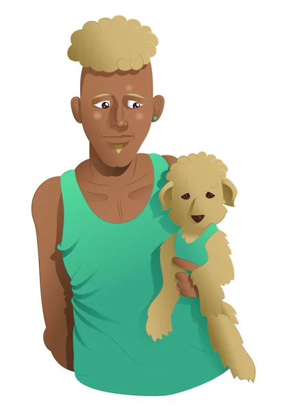 Hombre y su cachorro marrón —  Fotos de Stock