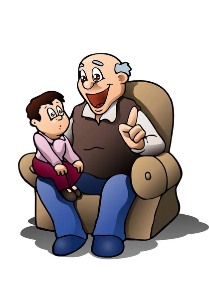 grandpa story on isolated white background