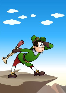 Vintage hunter dağ zemin üzerine bir şey görmek