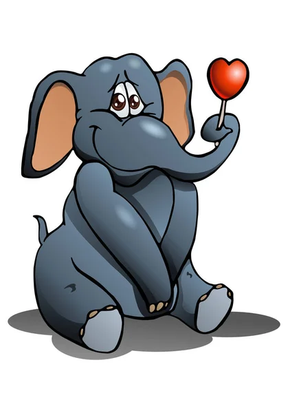 Elephant sit cartoon on isolated white background — Stock Photo, Image