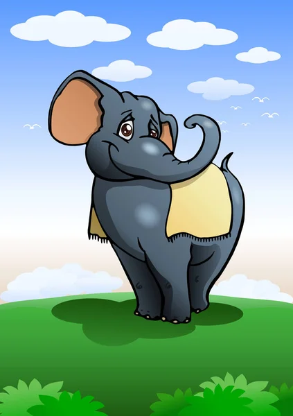 Precioso lindo elefante de dibujos animados en la naturaleza de fondo — Foto de Stock