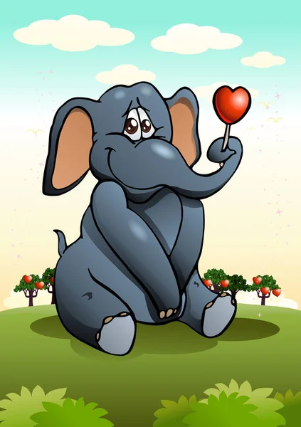 Lovable elephant sit — Stock Photo, Image