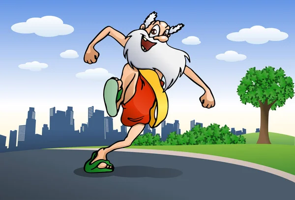 healthy in old age grandpa doing jogging