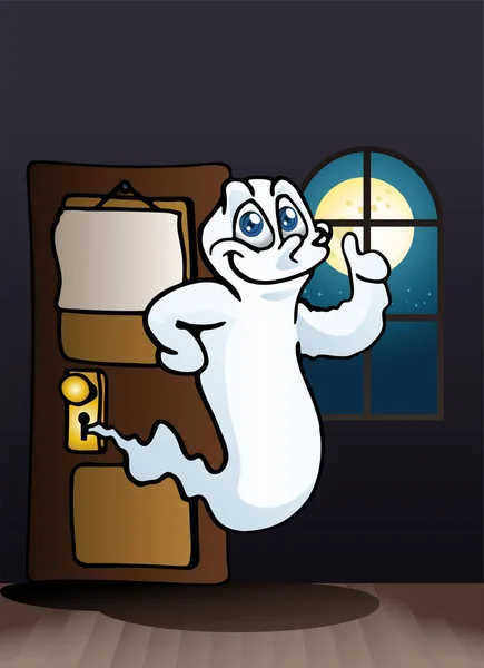 ghost with goofy  faces come out from office door
