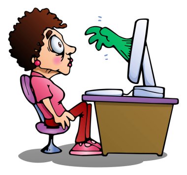 bilgisayar korku izole beyaz