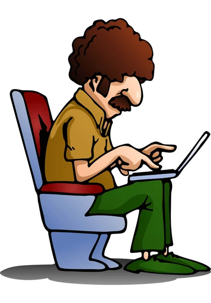 Homem usando laptop em isolado — Fotografia de Stock
