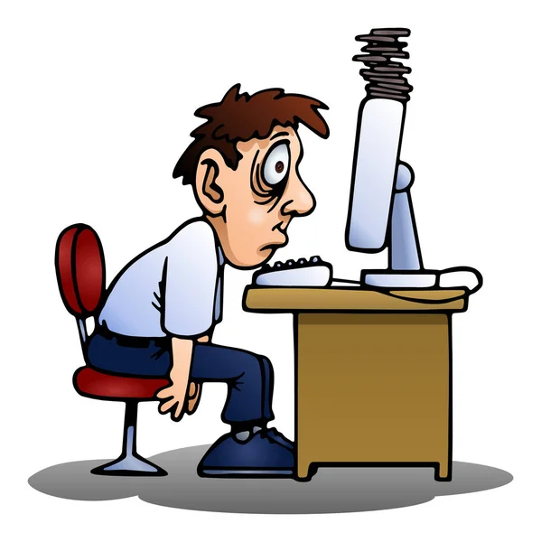 Stressed using computer on isolated — Stock Photo, Image