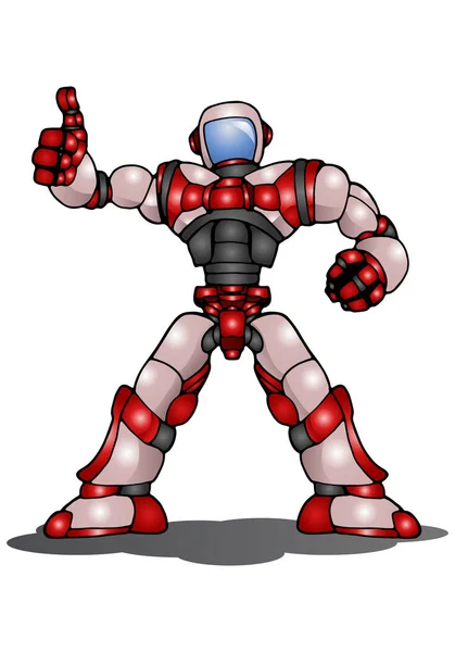 Droid robot thumb up on isolated white — Stock Photo, Image