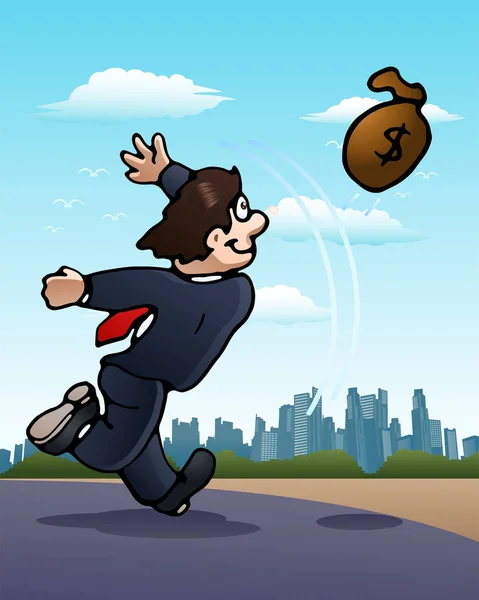 Hombre de negocios tirar bolsa de dinero — Foto de Stock