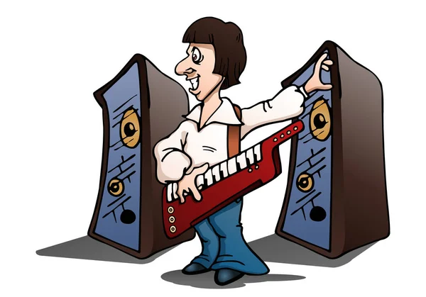 organ izole beyaz oynayan adam