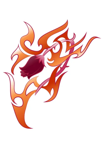 Tüzes dísz Rózsa virág tetoválás — Stock Fotó