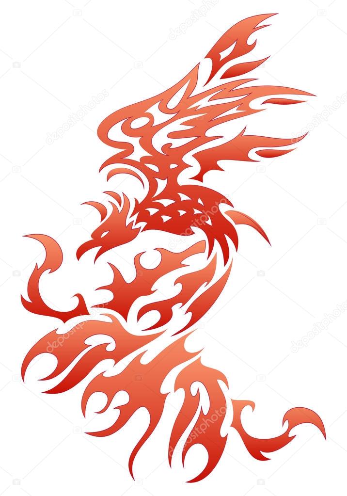 fiery bird tattoo