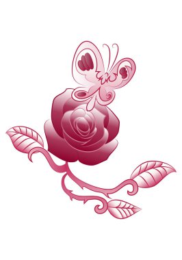 Kelebek gül çiçek dövmesi