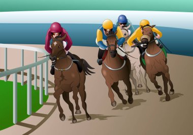 horses racing competition clipart