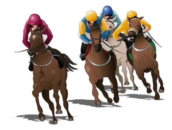 Horses racing competition on isolated — Stock Photo, Image
