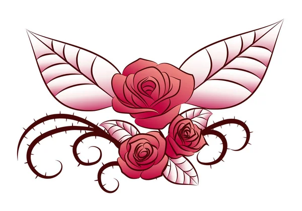 Winged flower tattoo — Stock Photo, Image