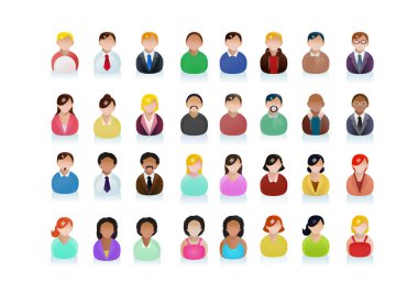 çeşitli etnik iş insanlar avatar simgeleri