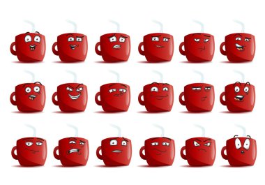 coffee cup avatar icon set clipart