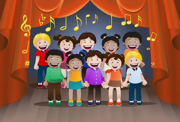 Childrens singing together — Stock Photo, Image