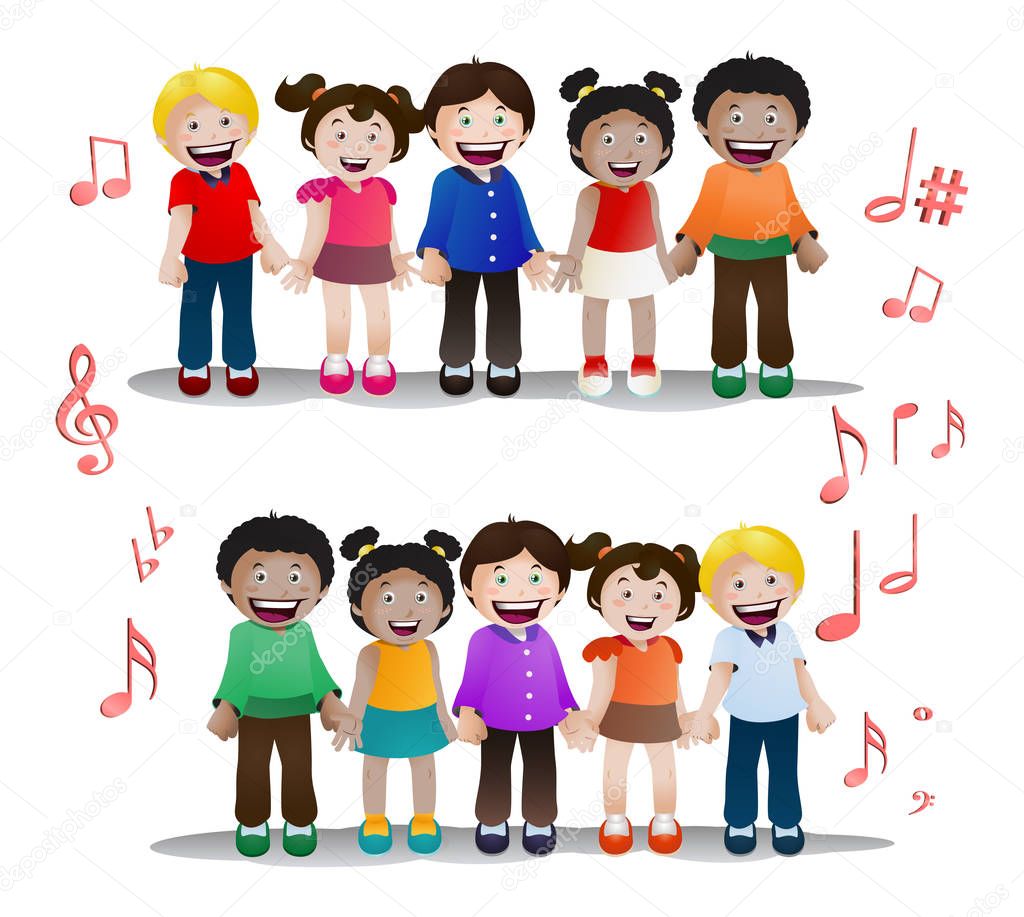 Kinder singen gemeinsam auf isolierten — Stockfoto © onionime 186791030
