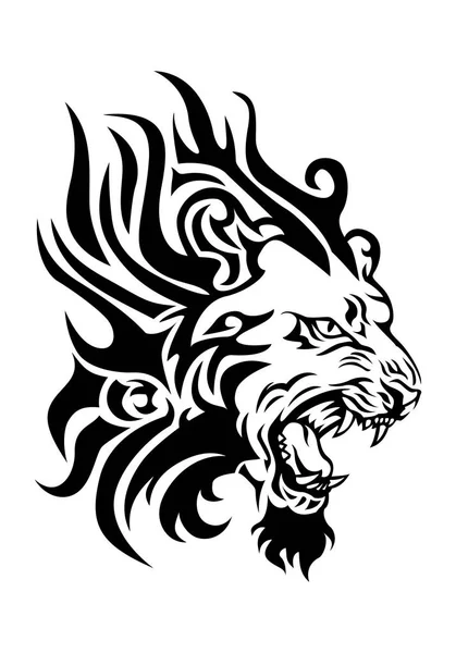 Ohnivé Lví hlava tetování — Stock fotografie