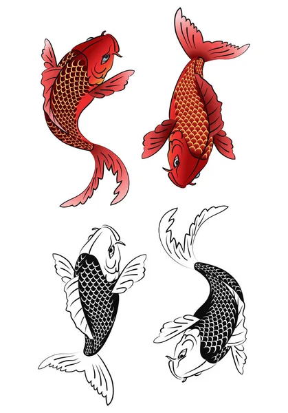 Tatuaje de dos peces koi Imagen de archivo