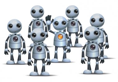 Küçük robot kalabalığın üzerine farklı