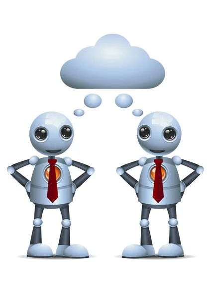 Ilustración 3d de dos pequeños robots compartiendo pensamiento —  Fotos de Stock