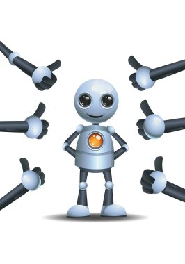 3d illustration of little robot business  surounding by  thumb up clipart
