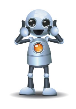 3d illustration of little robot business giving cheerful double thumb up clipart